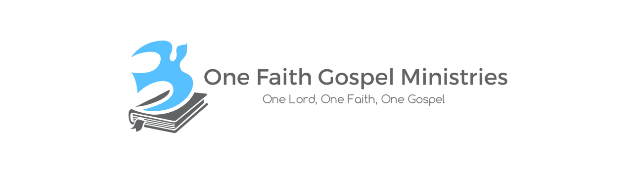 Blue dove over a grey Bible on a white background in the One Faith Gospel Ministries header image for ofgministries.com